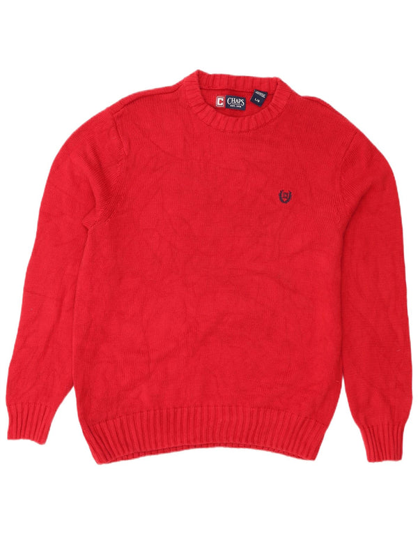 Chaps Uomo Maglione Girocollo Maglione Grande Cotone Rosso