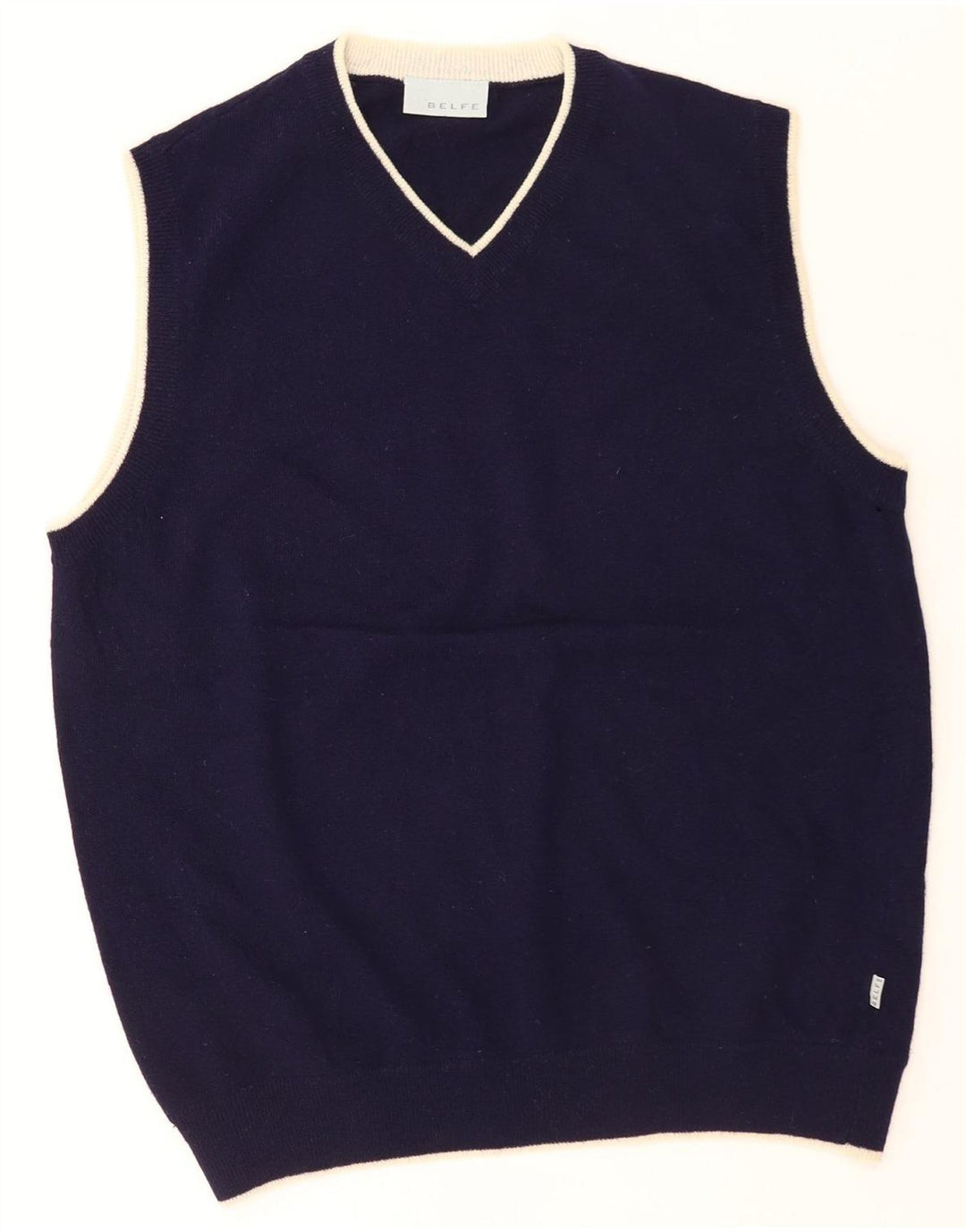 Canotta da uomo Belfe UK 40 media blu navy in lana d'agnello