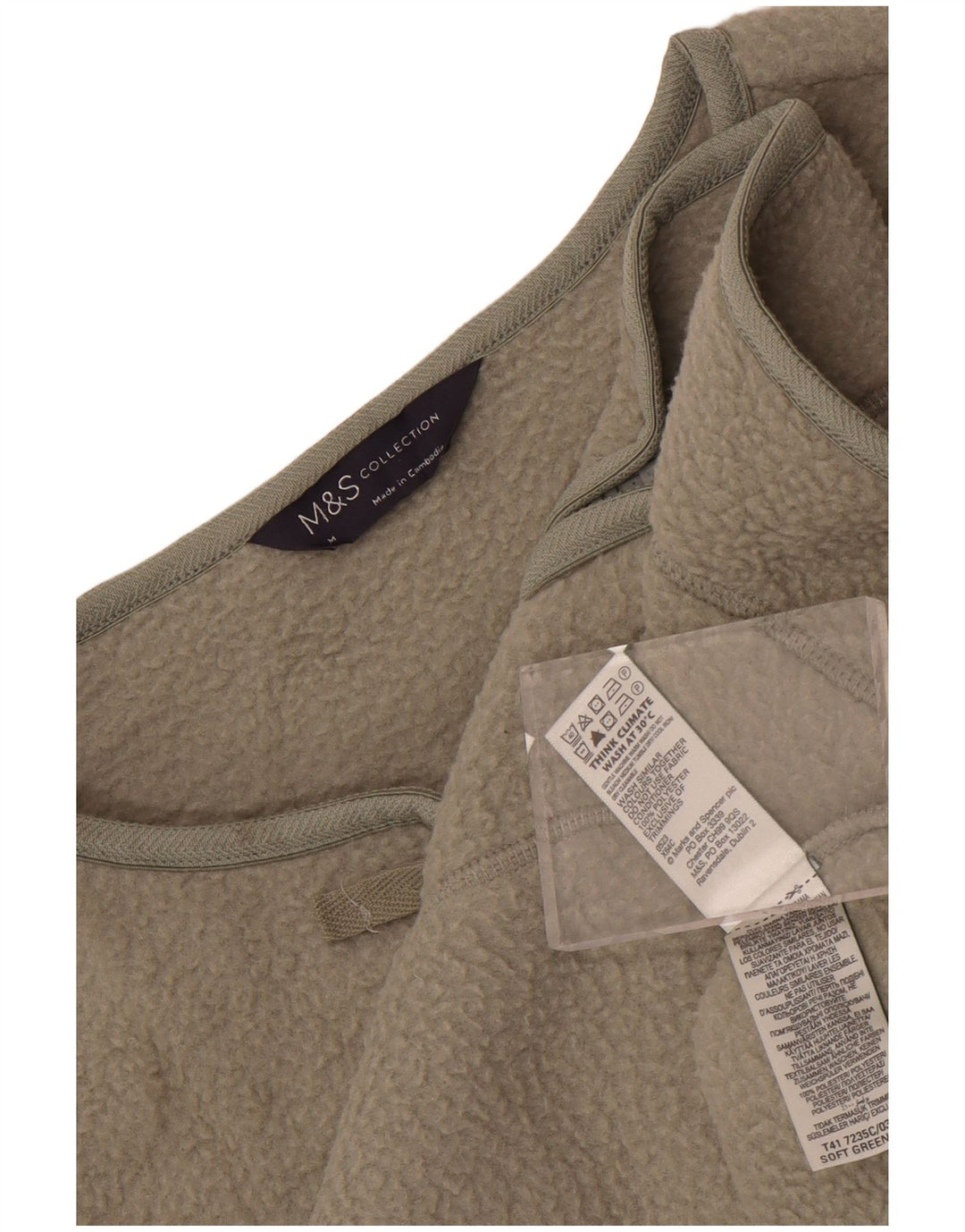 Giacca in pile da donna Marks & Spencer UK 14 poliestere kaki medio