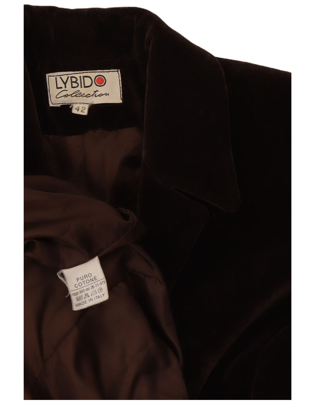 Giacca blazer in velluto a 3 bottoni da donna Lybido IT 42 cotone marrone medio