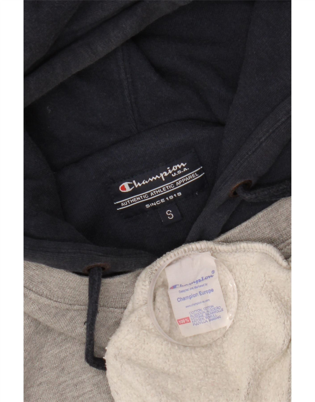 Felpa con cappuccio grafica Champion Alabama da uomo, piccola, in cotone color block grigio