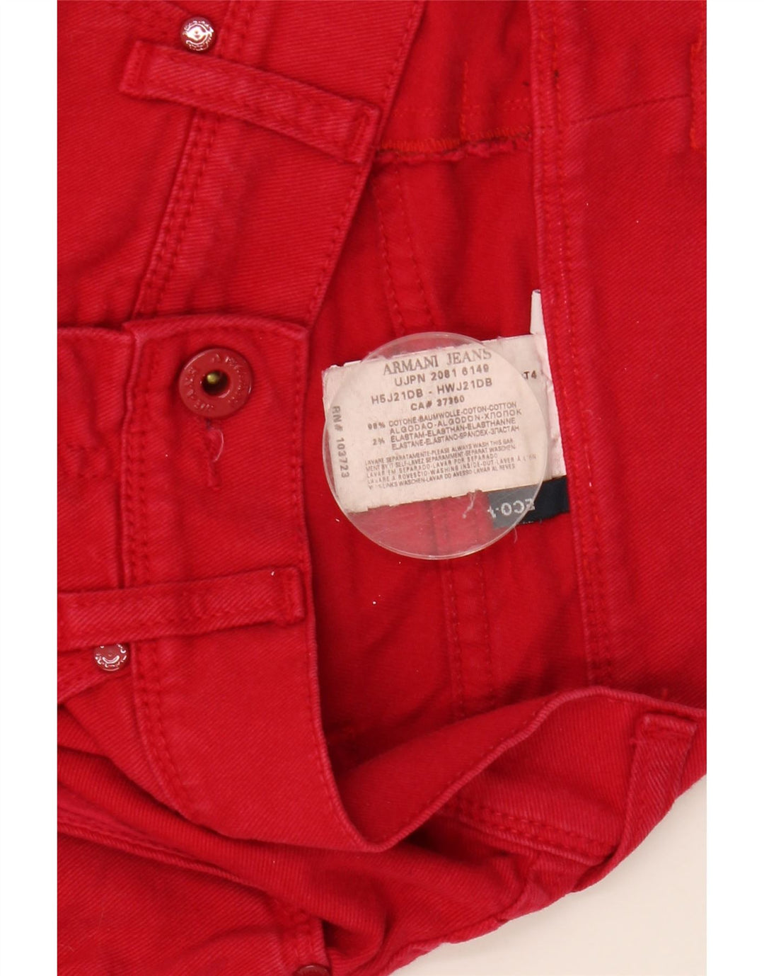 Jeans slim da donna ARMANI W29 L30 cotone rosso