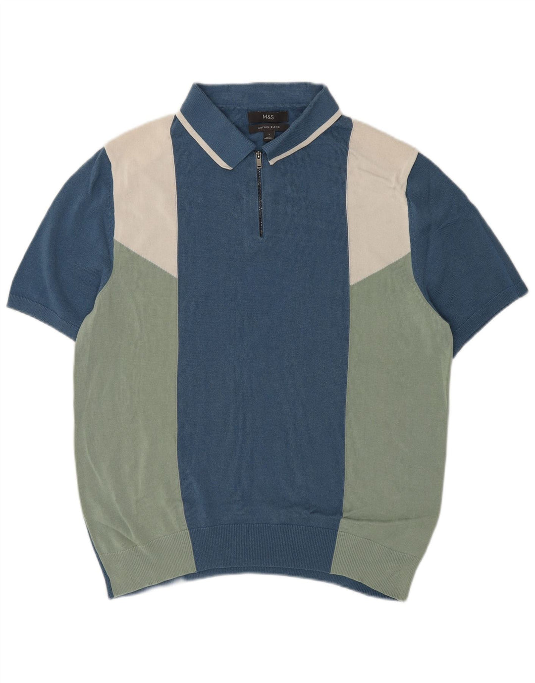 Maglione da uomo Marks & Spencer con collo alto, grande blocco di colore blu