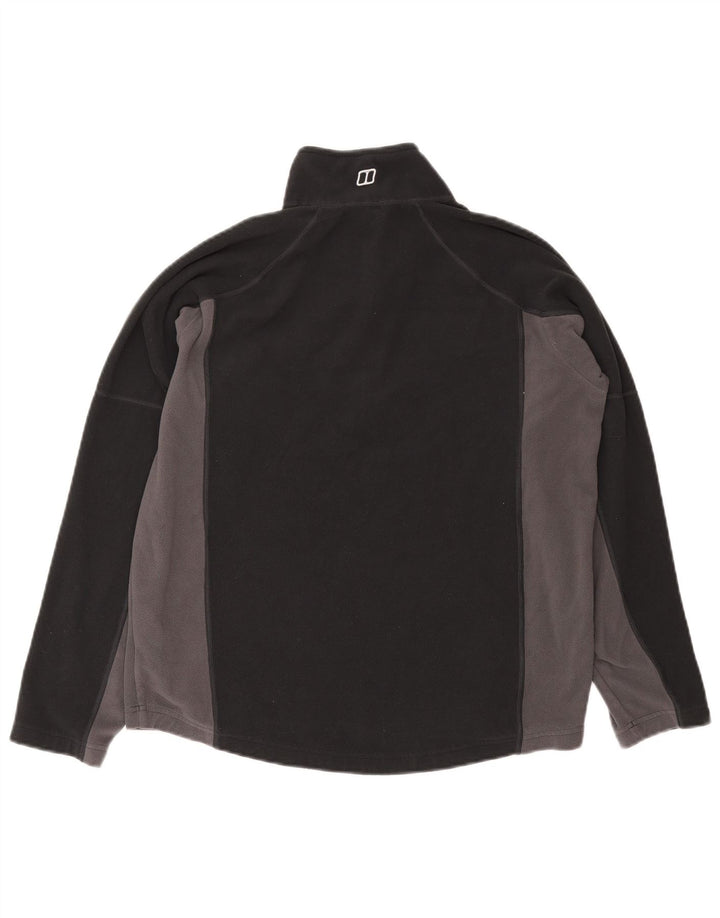 Maglione in pile da uomo Berghaus con zip e collo, poliestere color block medio nero