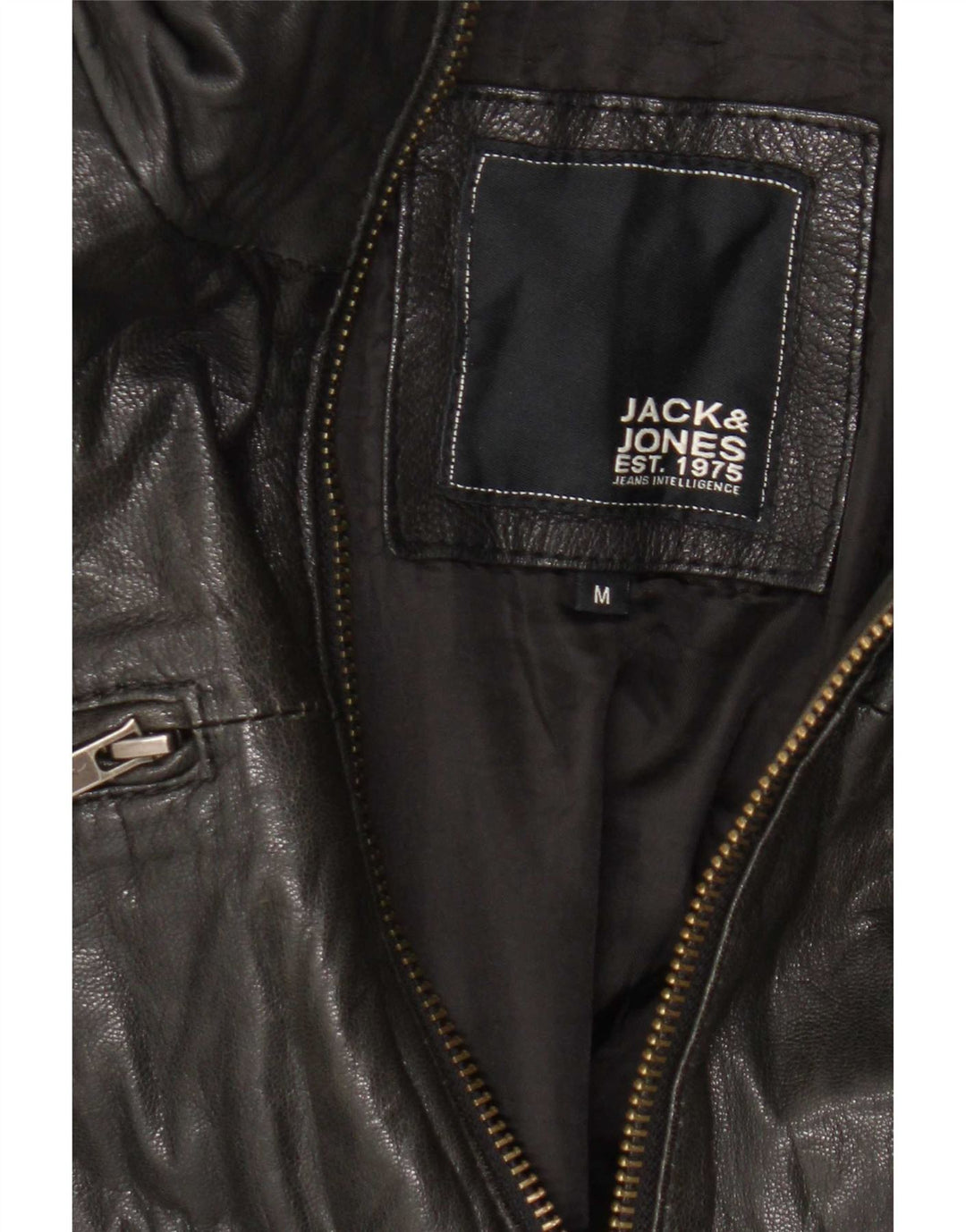Giubbotto bomber in pelle da uomo Jack & Jones UK 38 medio nero