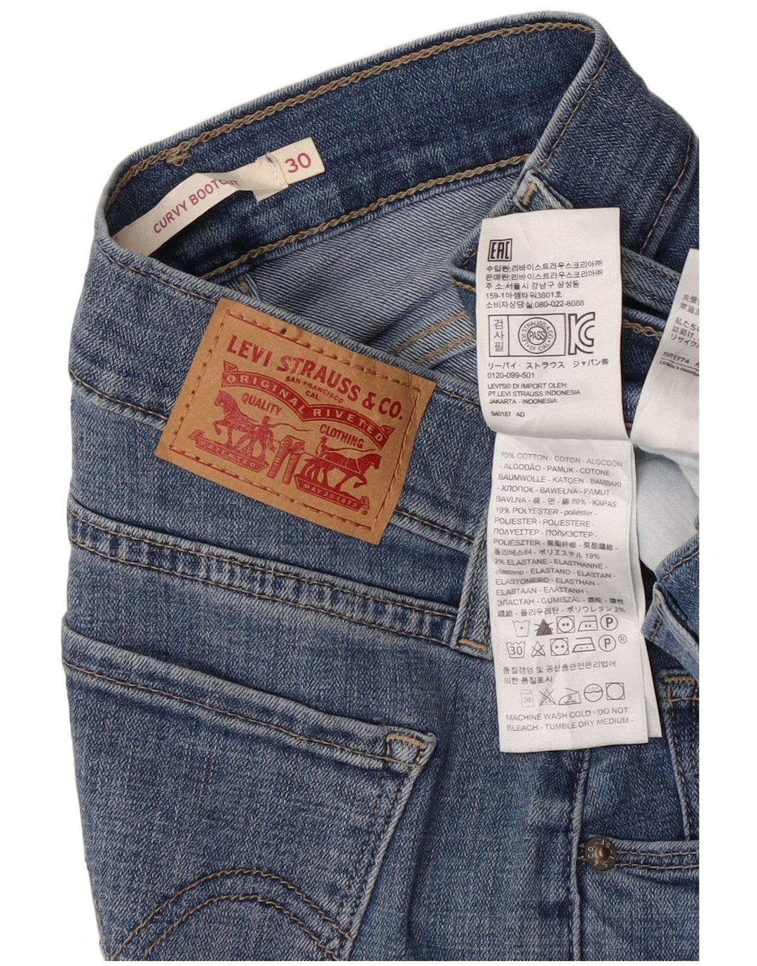 Jeans Levi's Curvy Bootcut da donna W30 L30 in cotone blu