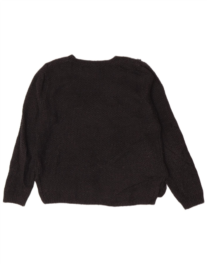 Maglione maglione con scollo a barca da donna Marks & Spencer UK 12 medio nero floreale