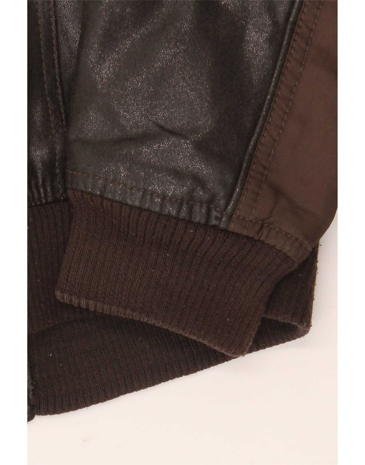 Giacca da uomo in ecopelle Zara UK 38 Poliuretano marrone medio