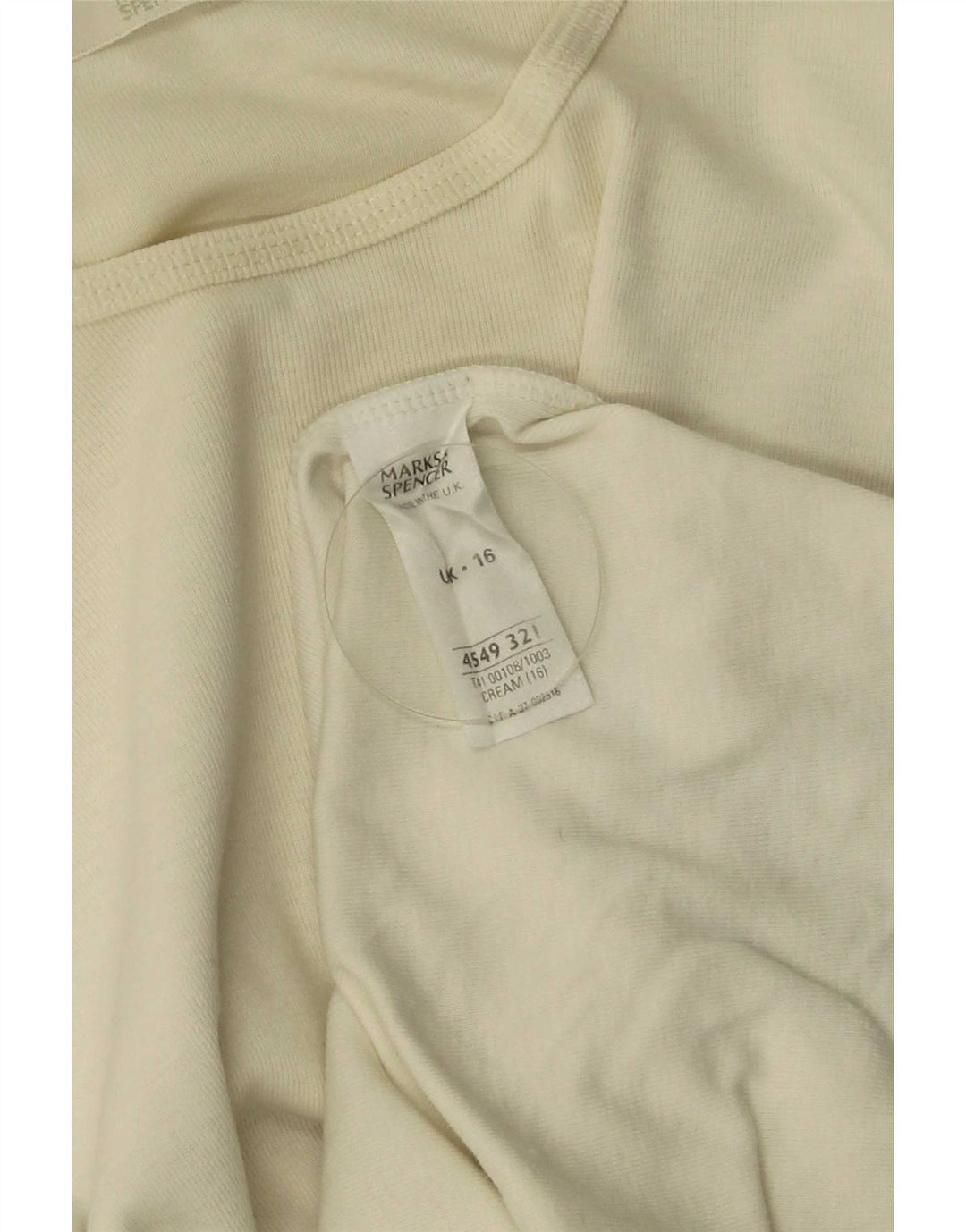 Marks & Spencer Top da donna a maniche lunghe UK 16 Large Beige Cotton