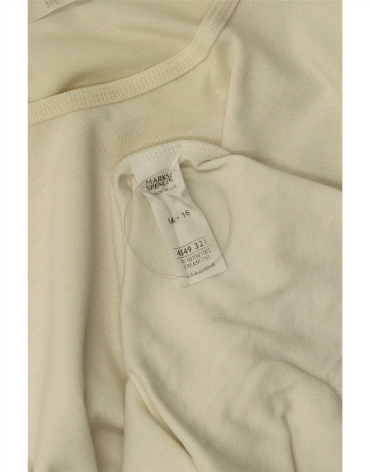 Marks & Spencer Top da donna a maniche lunghe UK 16 Large Beige Cotton