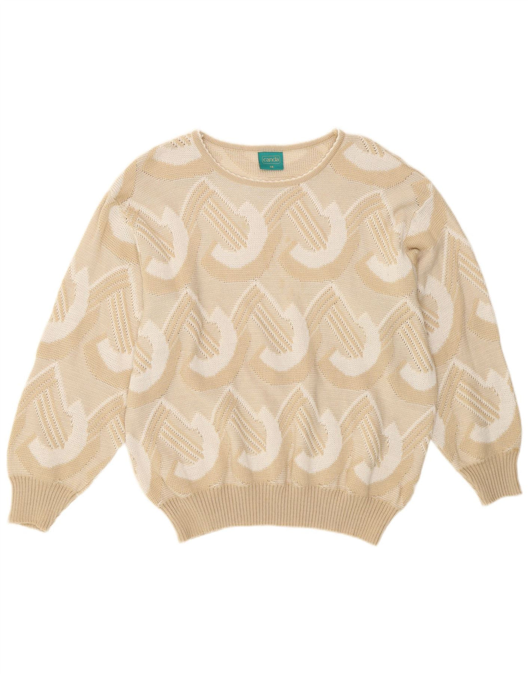 Maglione Canda da donna con scollo a barca IT 48 XL Acrilico geometrico beige
