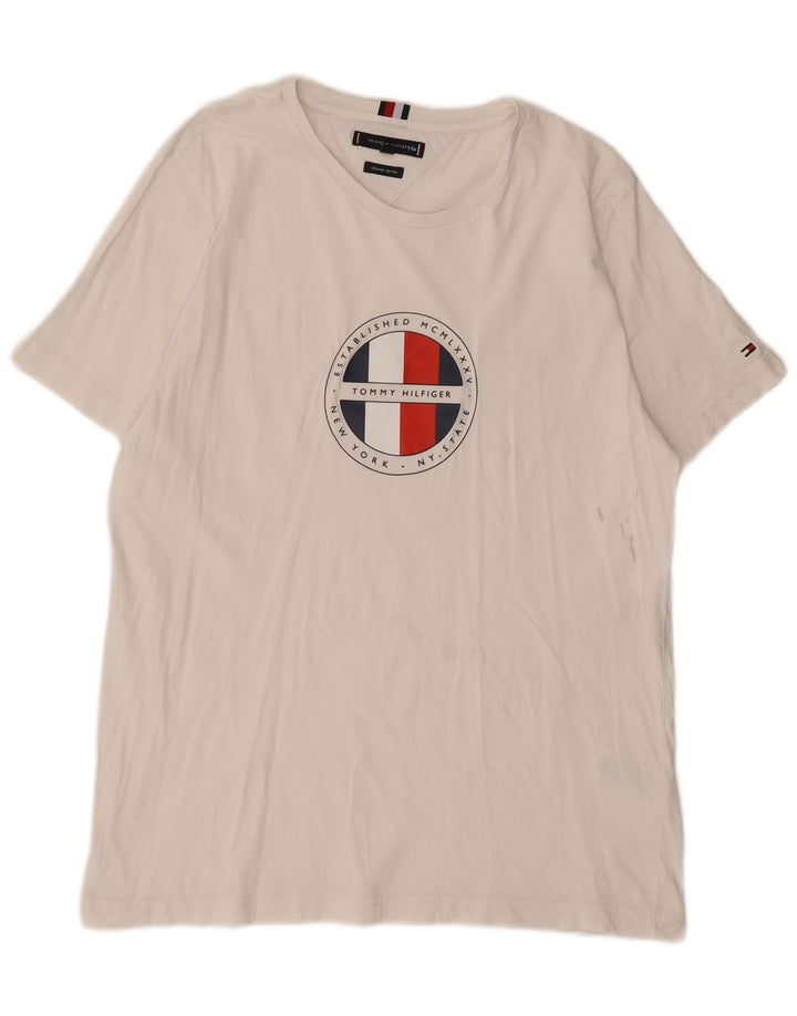 T-shirt grafica da uomo Tommy Hilfiger Top grande in cotone bianco