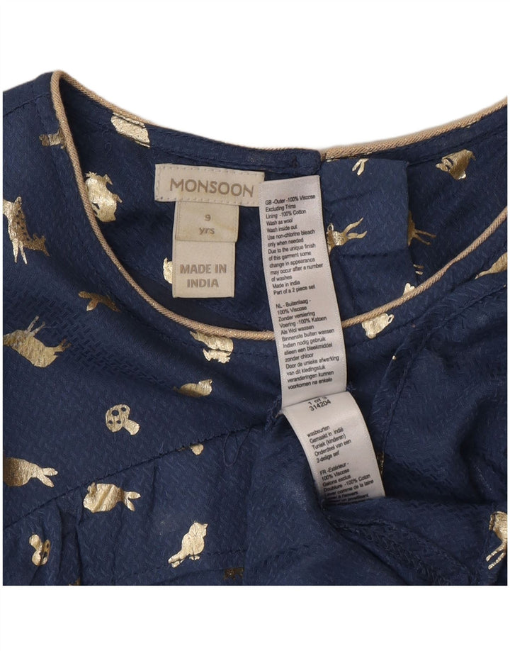 Abito a trapezio a maniche lunghe per ragazze Mossimo con motivo astratto 8-9 anni blu navy