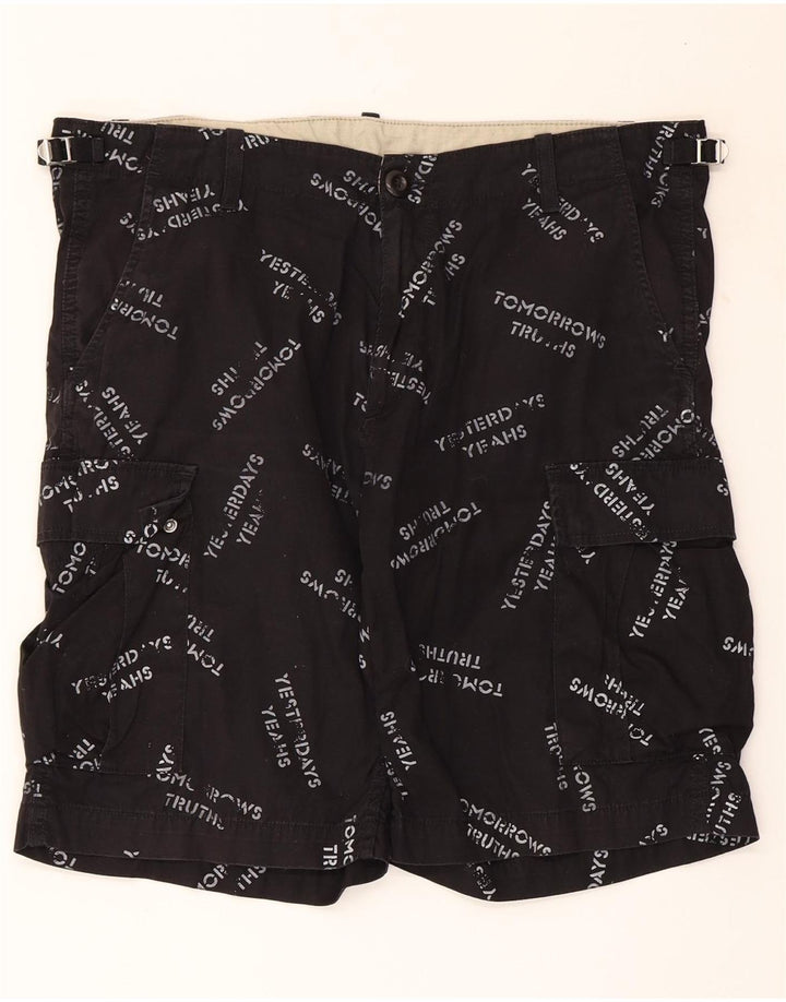 Pantaloncini cargo con grafica da uomo CARHARTT W34 grandi in cotone nero