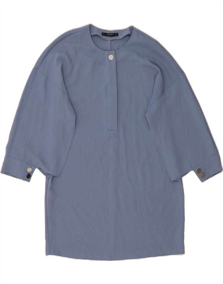 ZARA Womens Oversized 3/4 Sleeve Shift Dress UK 16 Large Blue Vintage Zara and Second-Hand Zara from Messina Hembry 