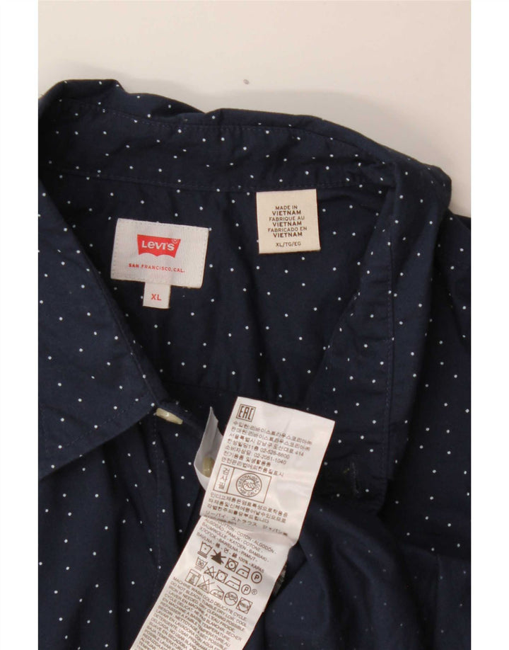 Camicia Levi's da uomo XL in cotone maculato blu navy classica