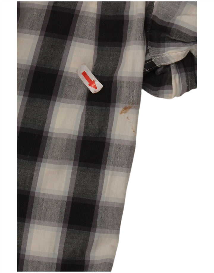 Camicia da uomo French Connection piccola in cotone a quadri neri