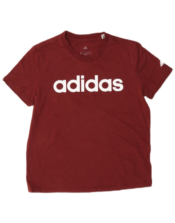 T-shirt grafica da donna Adidas Top UK 16/18 grande in cotone bordeaux