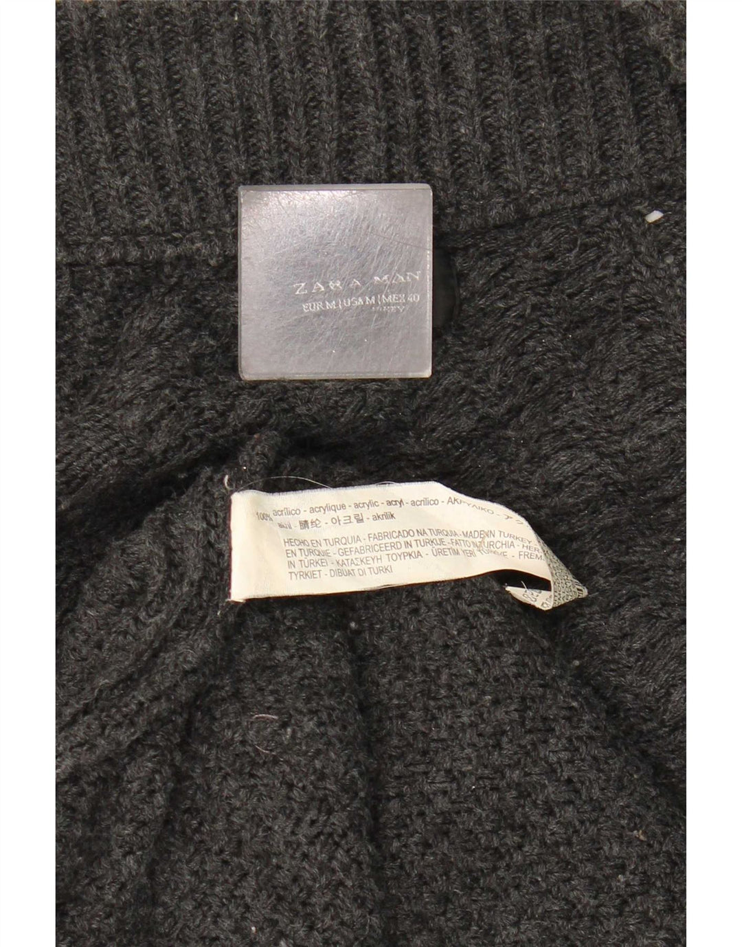 Zara Maglione cardigan aperto a linea lunga da uomo in acrilico grigio medio