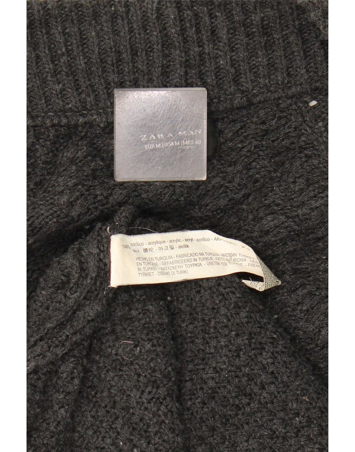 Zara Maglione cardigan aperto a linea lunga da uomo in acrilico grigio medio
