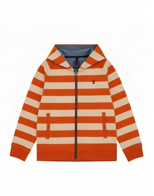 Felpa con cappuccio e zip per ragazze Joules 11-12 anni in cotone a righe arancioni