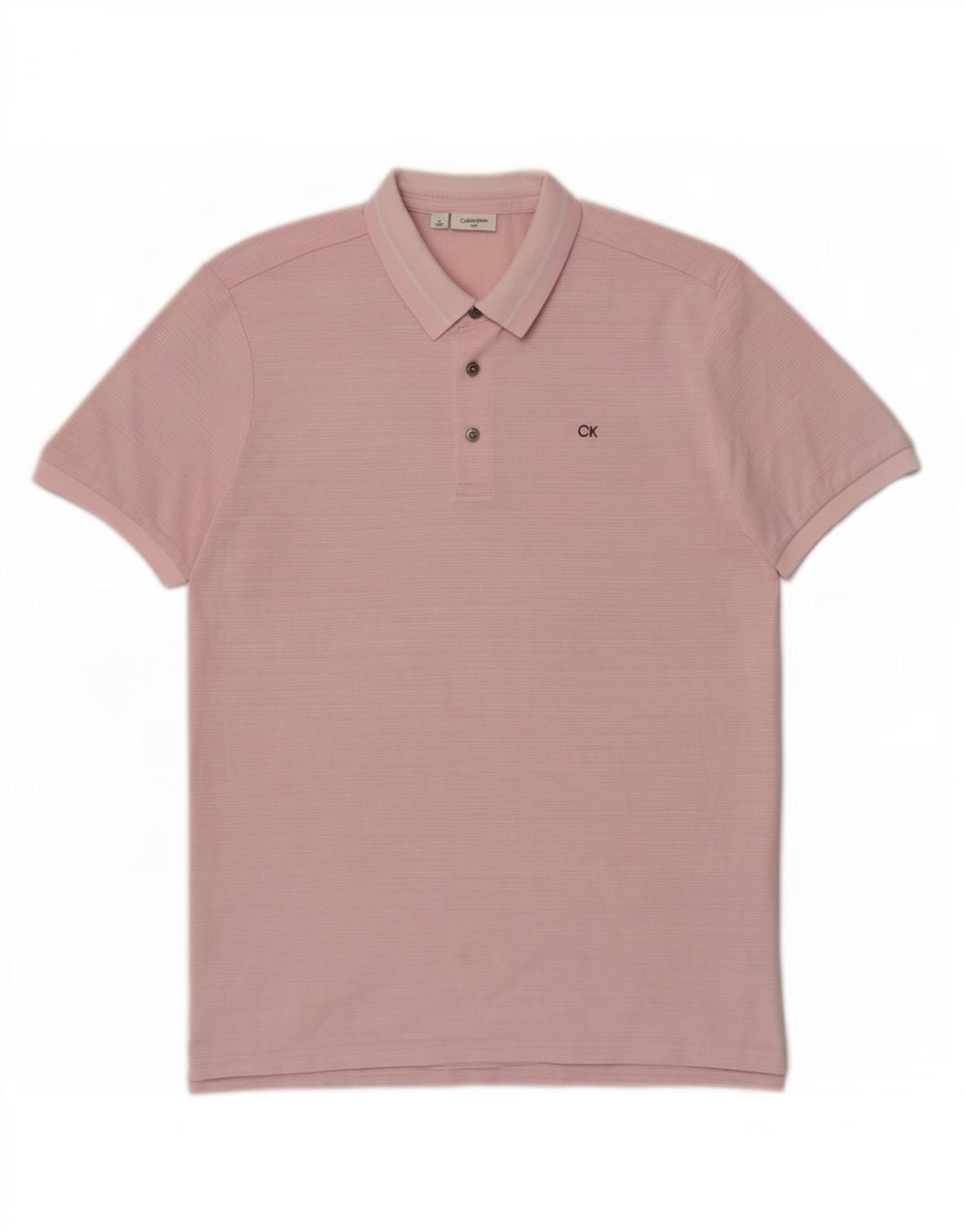 Polo da uomo Calvin Klein in poliestere gessato rosa medio