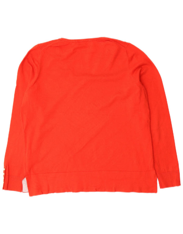Maglione maglione con scollo a V da donna Boden UK 16 grande cotone rosso