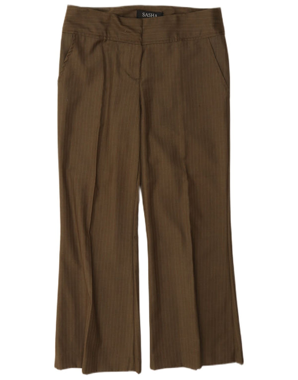 Pantaloni casual svasati da donna Sasha UK 12 Medium W30 L27 Gessato kaki