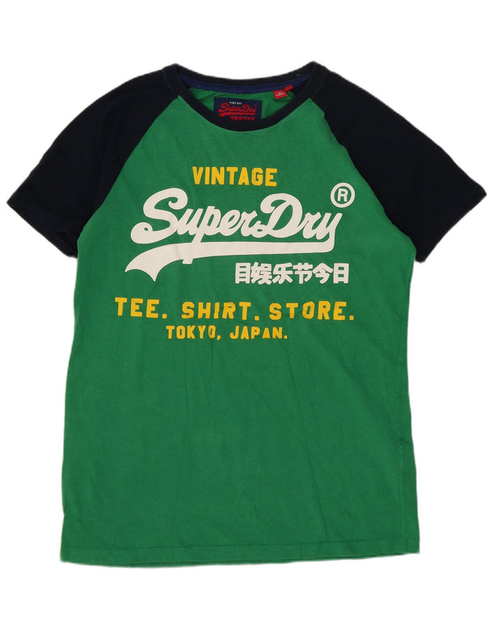 T-shirt grafica da uomo Superdry Top piccola in cotone verde