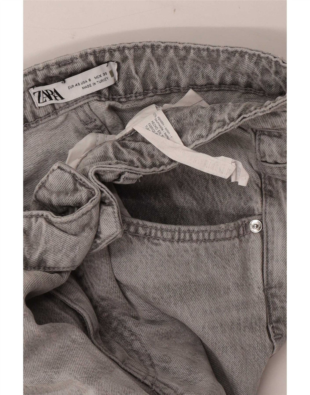 Jeans affusolati effetto consumato da donna Zara EU 40 medio W30 L29 cotone grigio
