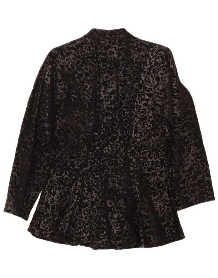 Giacca vintage da donna con maniche a 3/4 IT 44 stampa animalier nera media