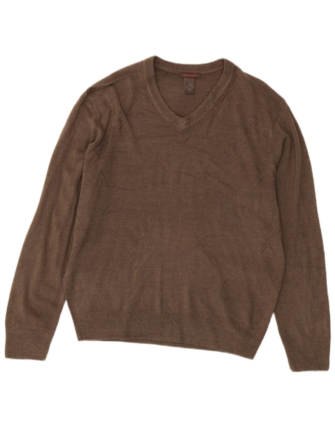 Maglione da uomo con scollo a V Dockers, grande, in acrilico marrone