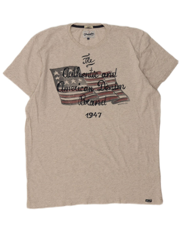 T-shirt grafica regolare da uomo Wrangler Top XL in cotone chiazzato beige