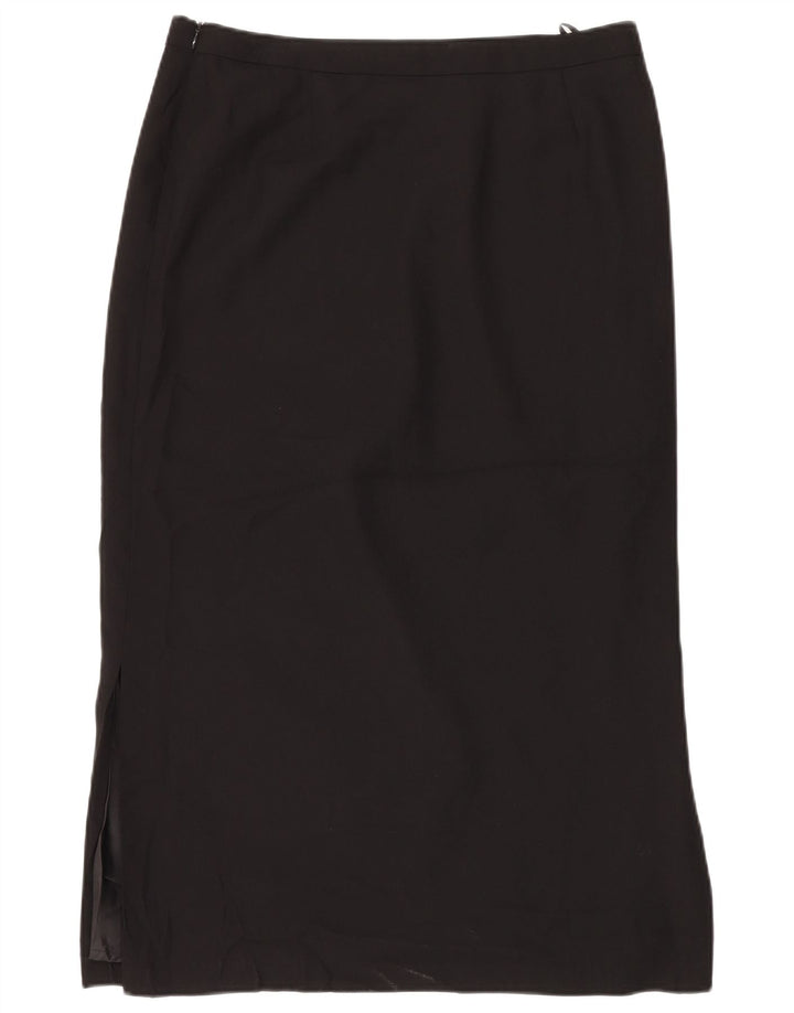 Gonna lunga da donna Marks & Spencer UK 16 grande W34 poliestere nero