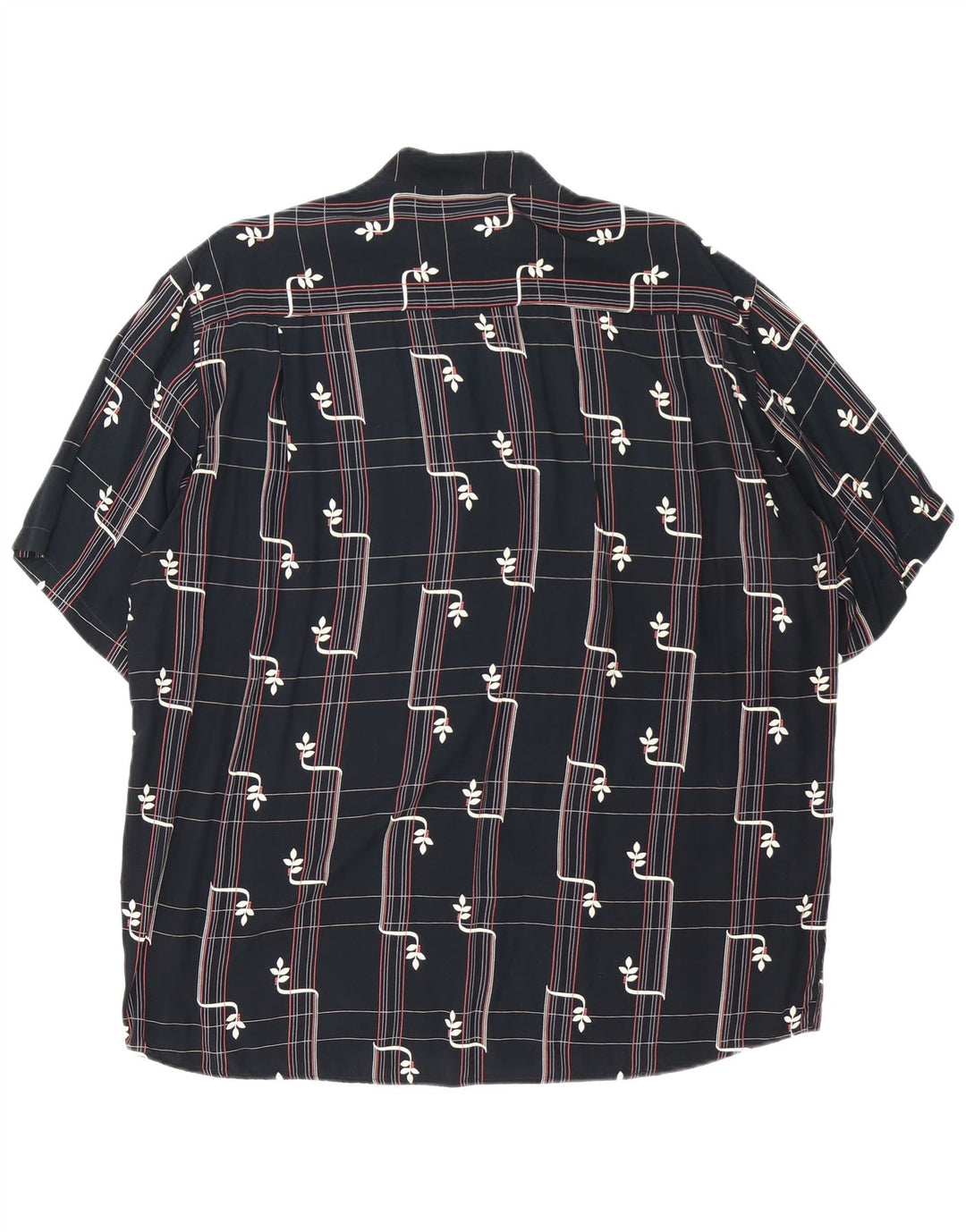 Camicia vintage da uomo a maniche corte grande viscosa geometrica nera