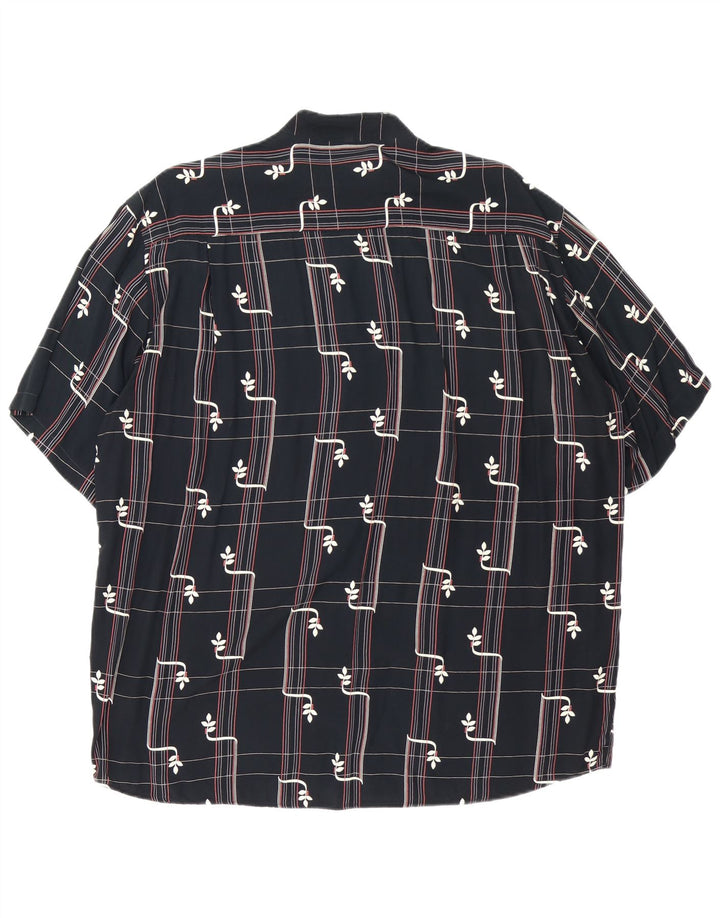 Camicia vintage da uomo a maniche corte grande viscosa geometrica nera