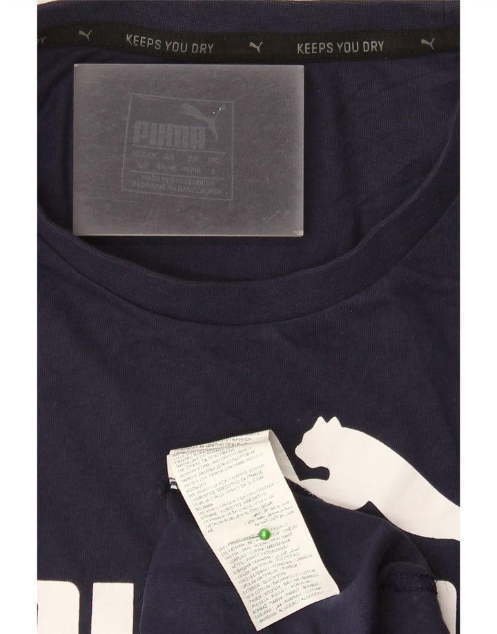 T-shirt grafica da uomo PUMA Top Small in cotone blu navy