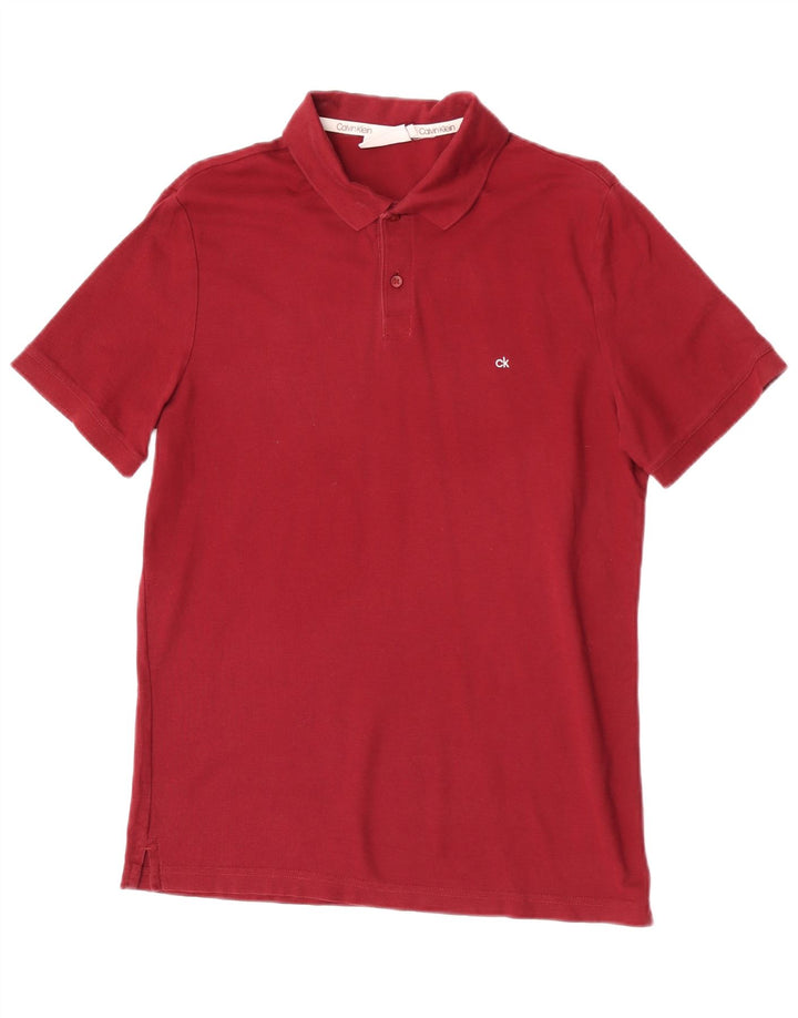 Polo da uomo Calvin Klein in cotone bordeaux medio