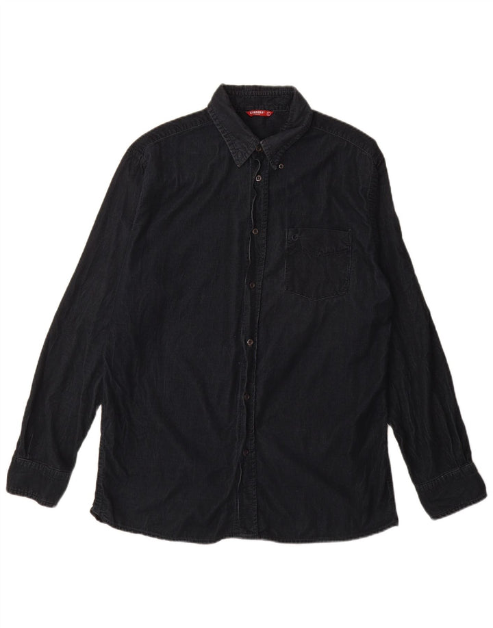 Camicia da uomo in velluto a coste Carrera grande in cotone blu navy