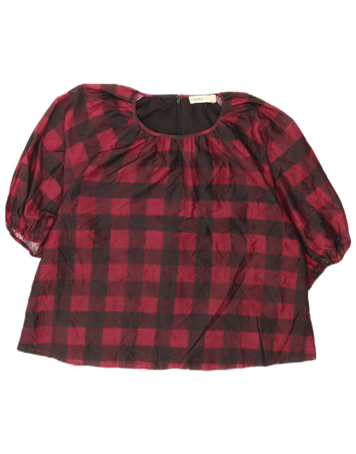 Camicetta da donna con maniche a 3/4 Oasis UK 16 Grande percalle rosso