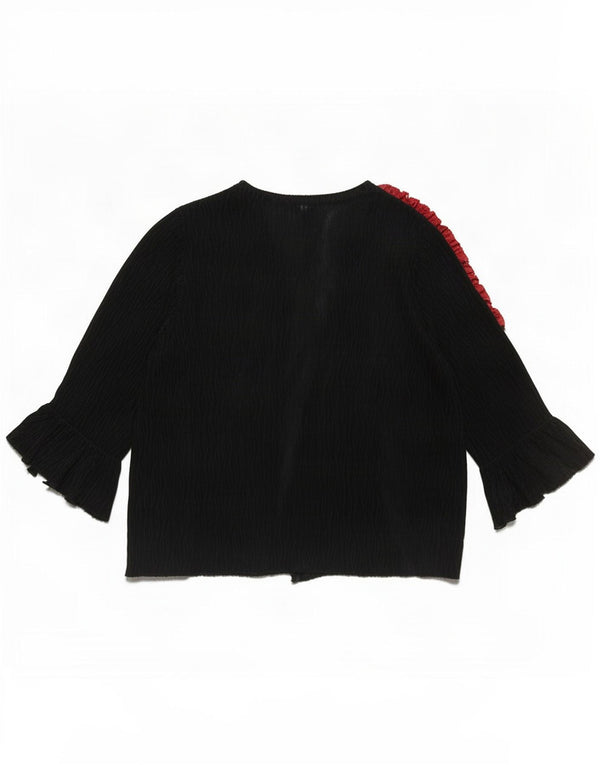 Camicetta vintage da donna con maniche a 3/4 UK 14 Medium Black Colourblock