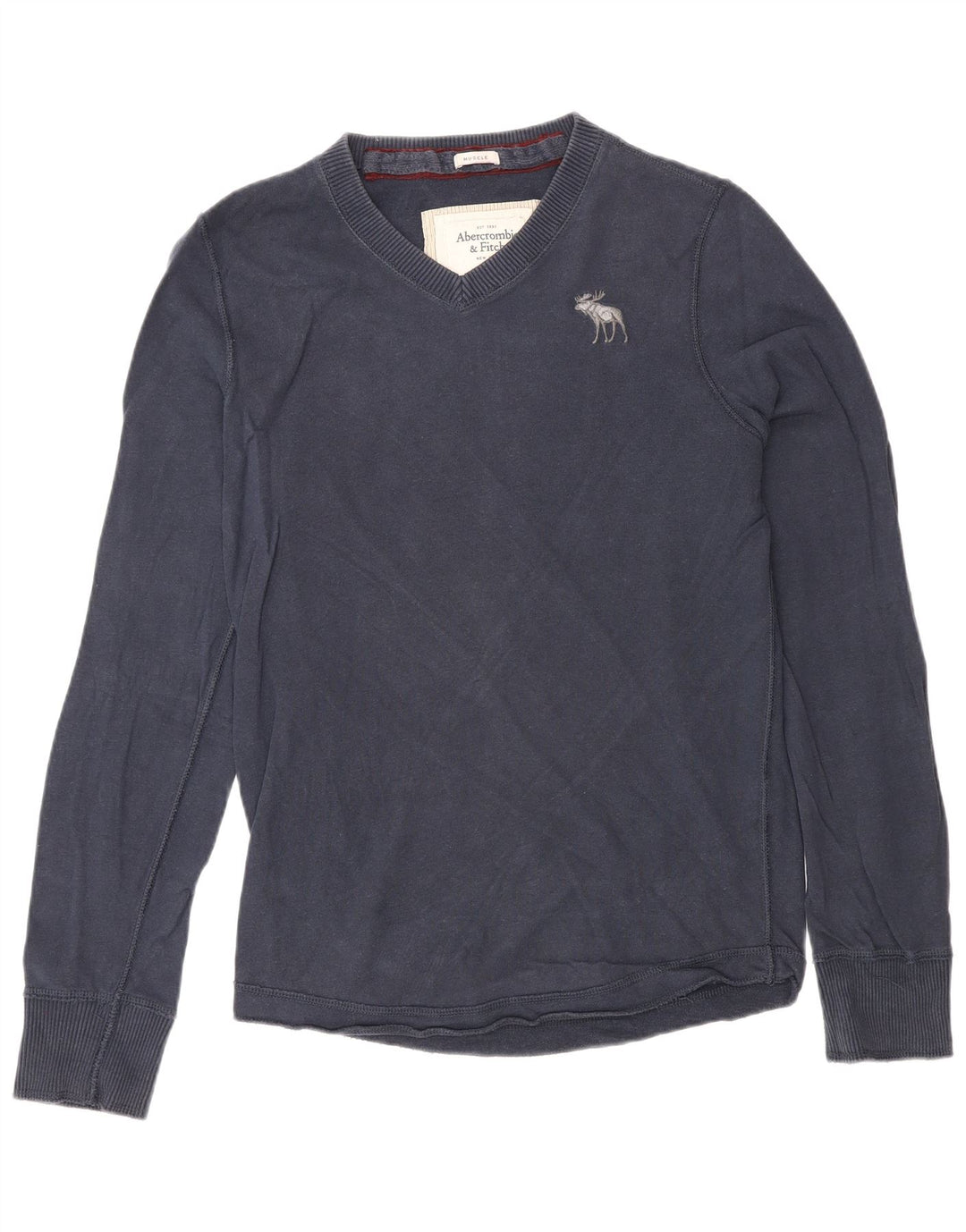 Top da uomo a maniche lunghe Abercrombie & Fitch medio blu navy classico
