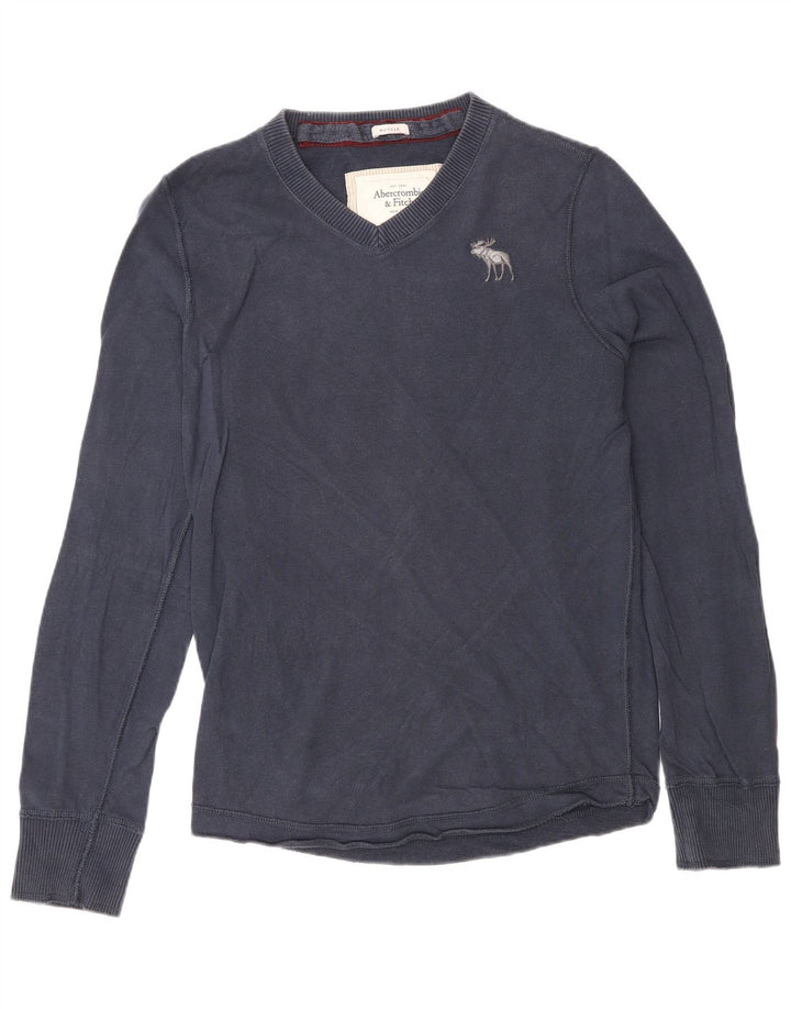 Top da uomo a maniche lunghe Abercrombie & Fitch medio blu navy classico
