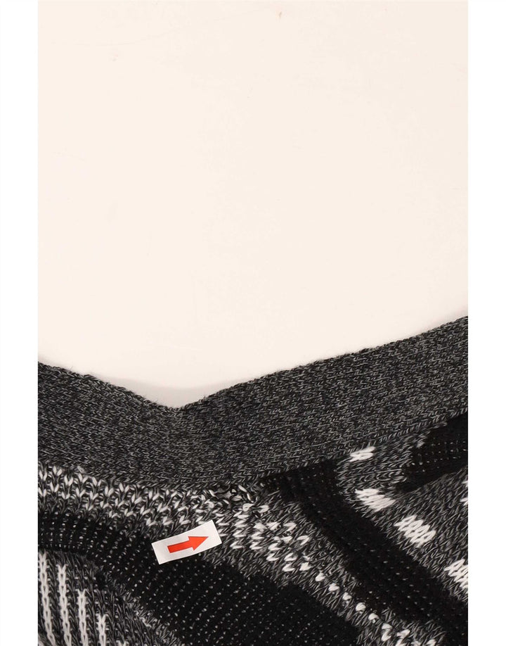 Maglione cardigan da uomo vintage XL acrilico geometrico grigio