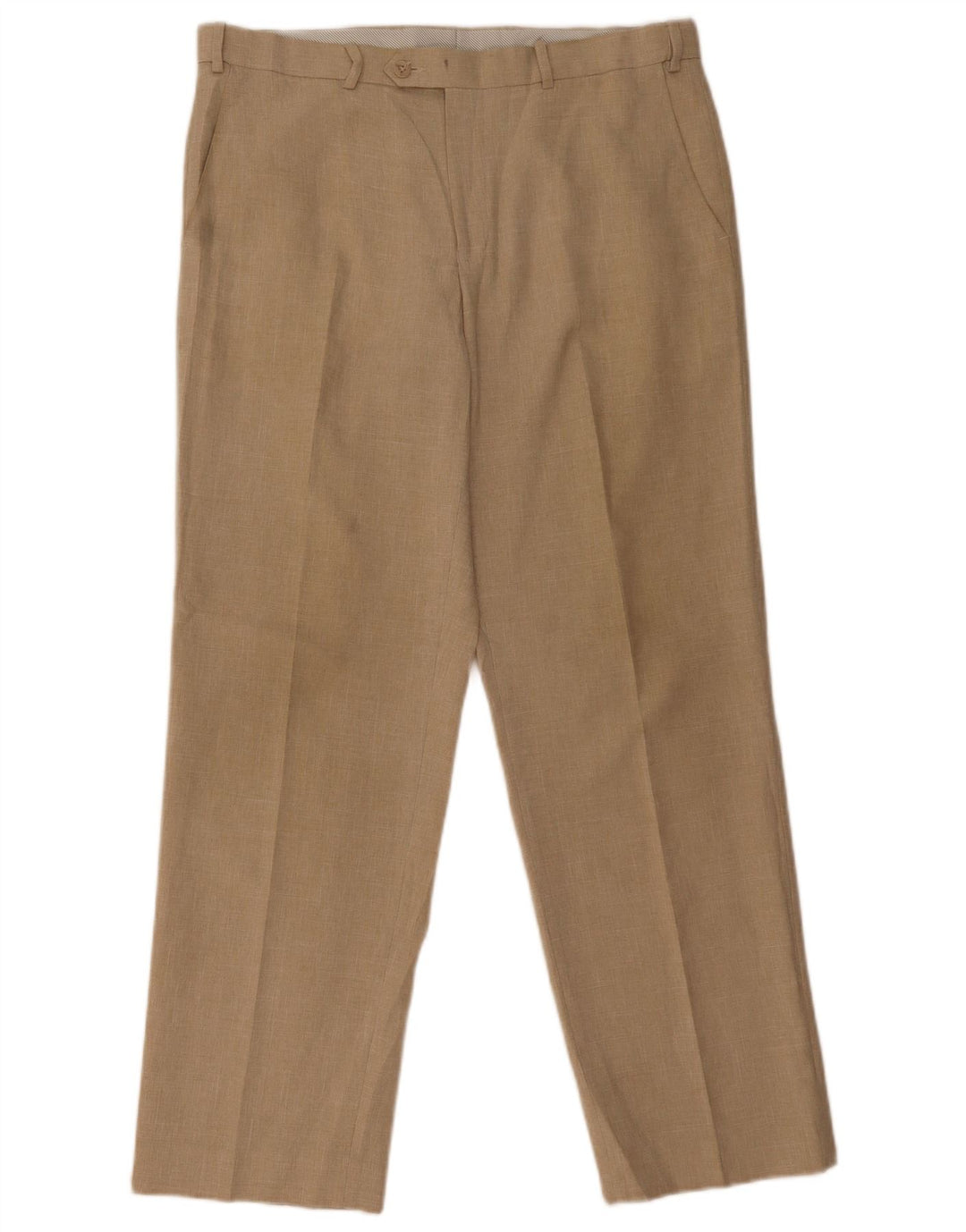 MARKS & SPENCER Pantaloni da abito dritti da uomo W36 L31 Poliestere beige