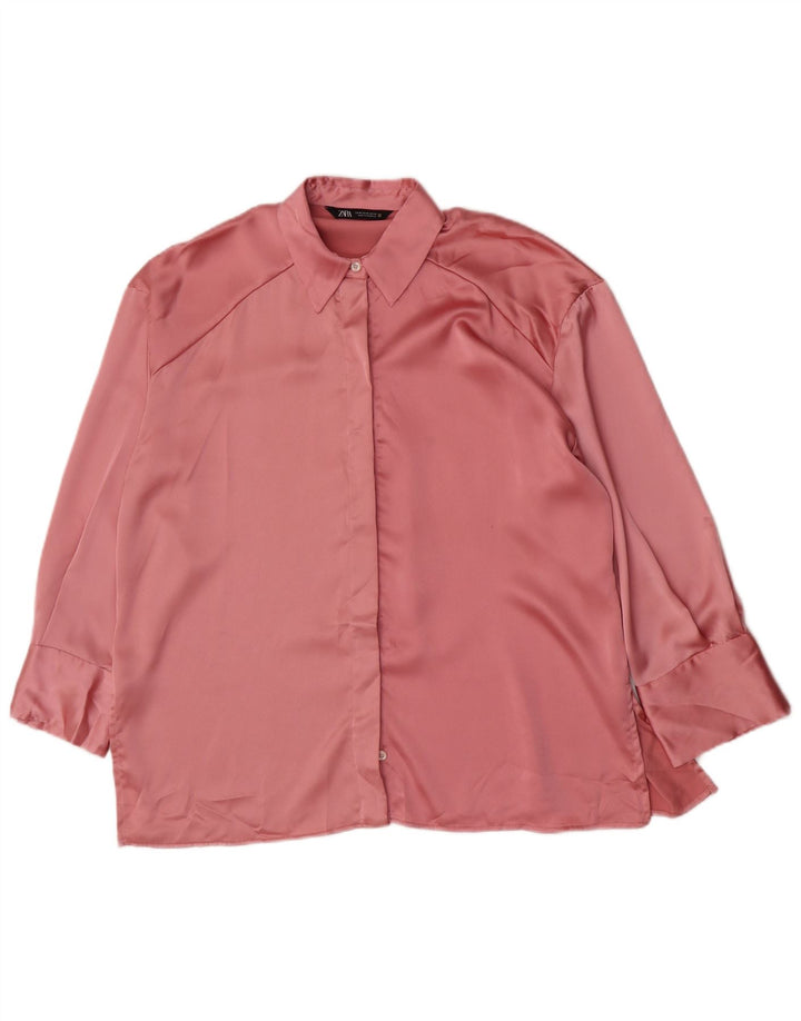 Camicetta camicia oversize da donna Zara UK 14 Poliestere rosa medio