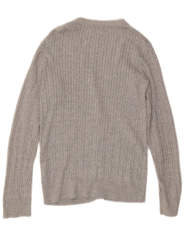TOMMY HILFIGER Maglione cardigan da donna UK 12 Cotone grigio medio