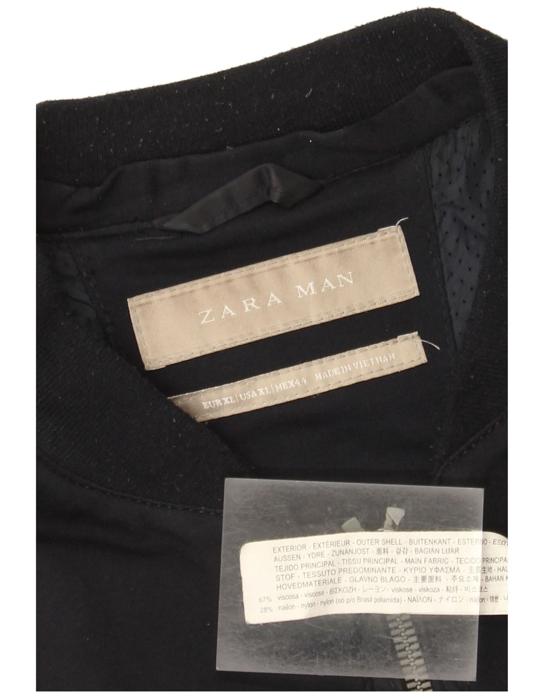 Giubbotto bomber da uomo Zara UK 42 XL viscosa blu navy