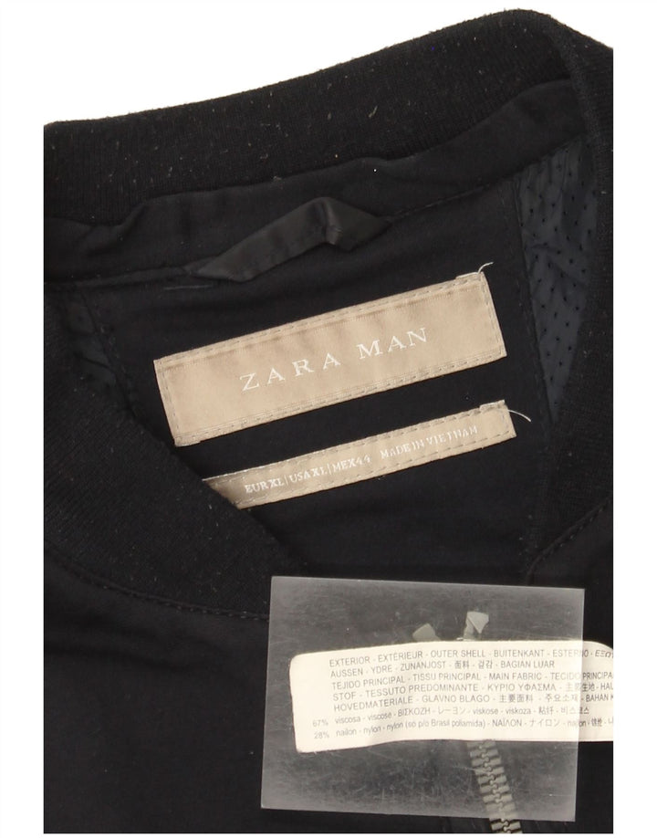 Giubbotto bomber da uomo Zara UK 42 XL viscosa blu navy