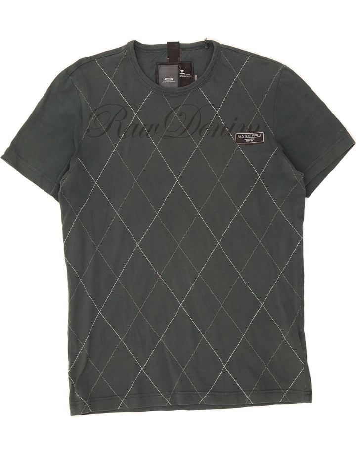 T-shirt grafica da uomo G-STAR Top grande in cotone grigio a rombi/diamante
